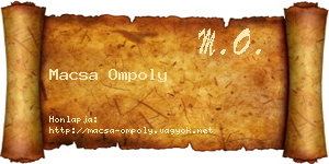 Macsa Ompoly névjegykártya